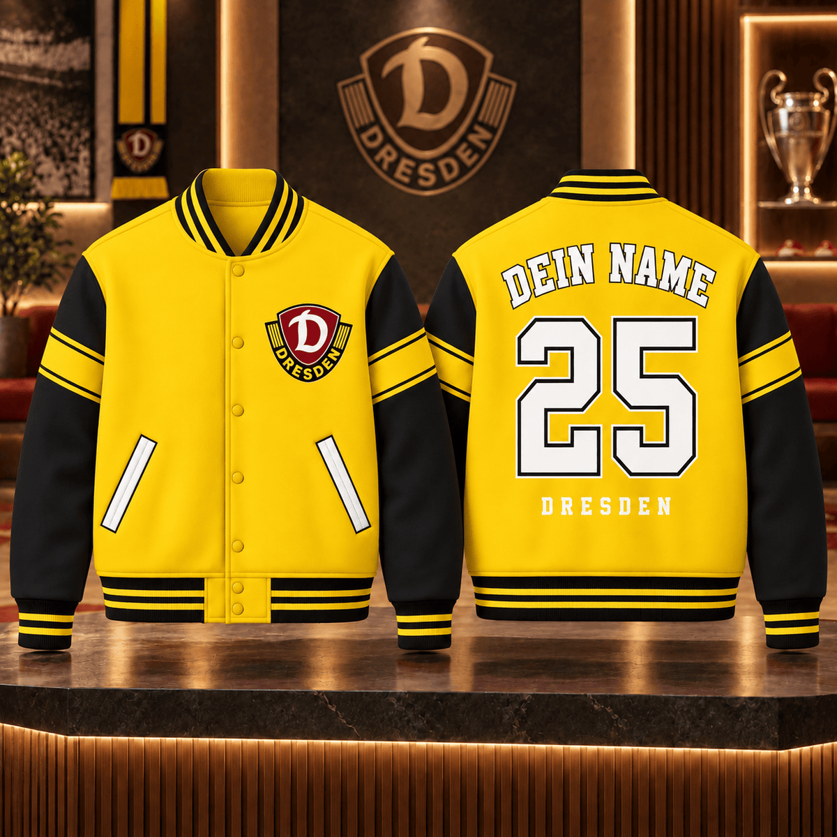 Dynamo Dresden Personalized Varsity Jacket – Custom Name & Number Baseball Bomber