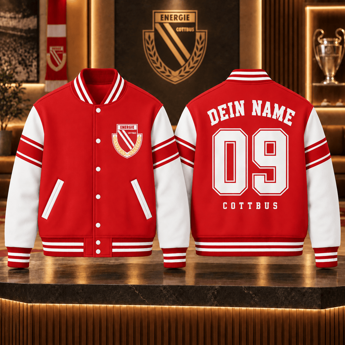 Energie Cottbus Personalized Varsity Jacket – Custom Name & Number Baseball Bomber