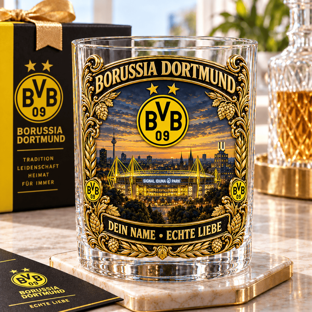 Borussia Dortmund Whiskey Glass Mug Custom Any name Special Gifts For Fan Love