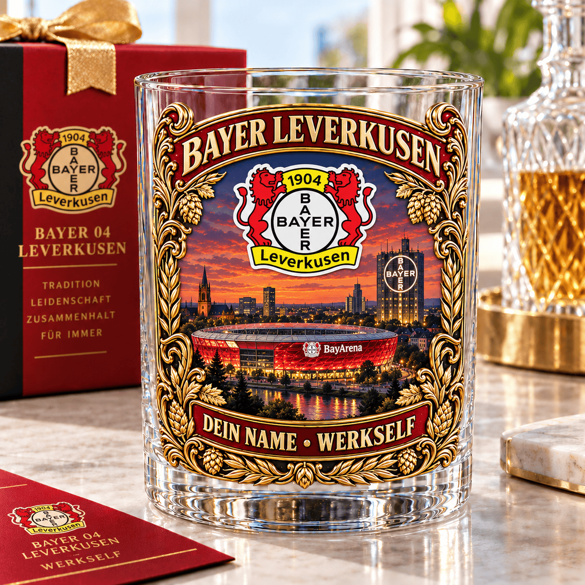 Bayer Leverkusen Whiskey Glass Mug Custom Any name Special Gifts For Fan Love