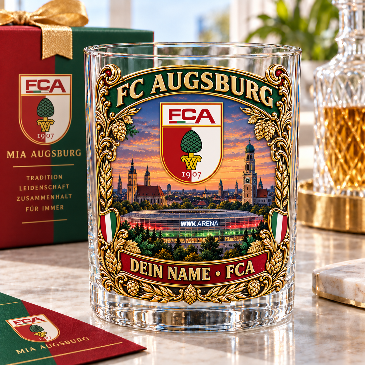 FC Augsburg Whiskey Glass Mug Custom Any name Special Gifts For Fan Love