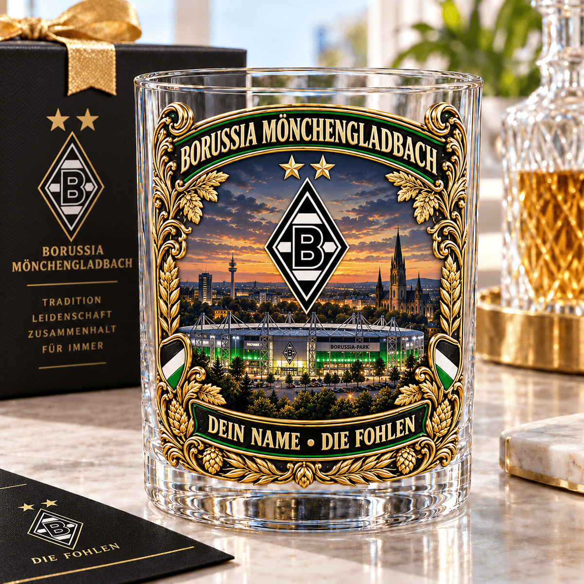 Borussia Mönchengladbach Whiskey Glass Mug Custom Any name Special Gifts For Fan Love