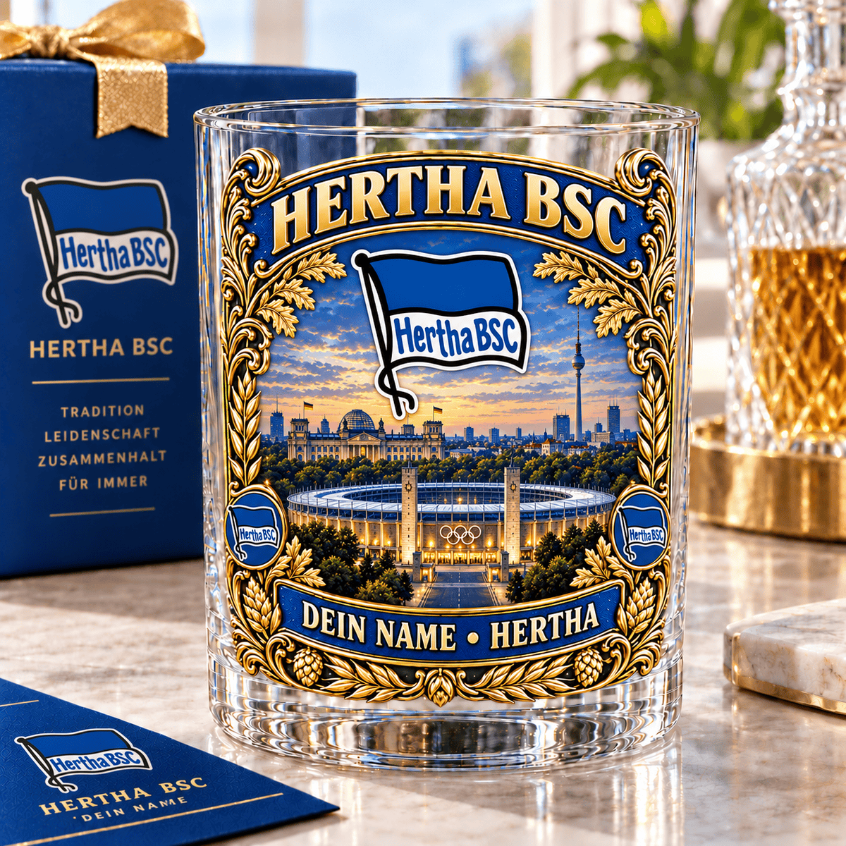Hertha BSC Whiskey Glass Mug Custom Any name Special Gifts For Fan Love