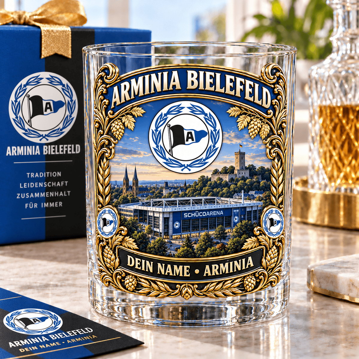 Arminia Bielefeld Whiskey Glass Mug Custom Any name Special Gifts For Fan Love
