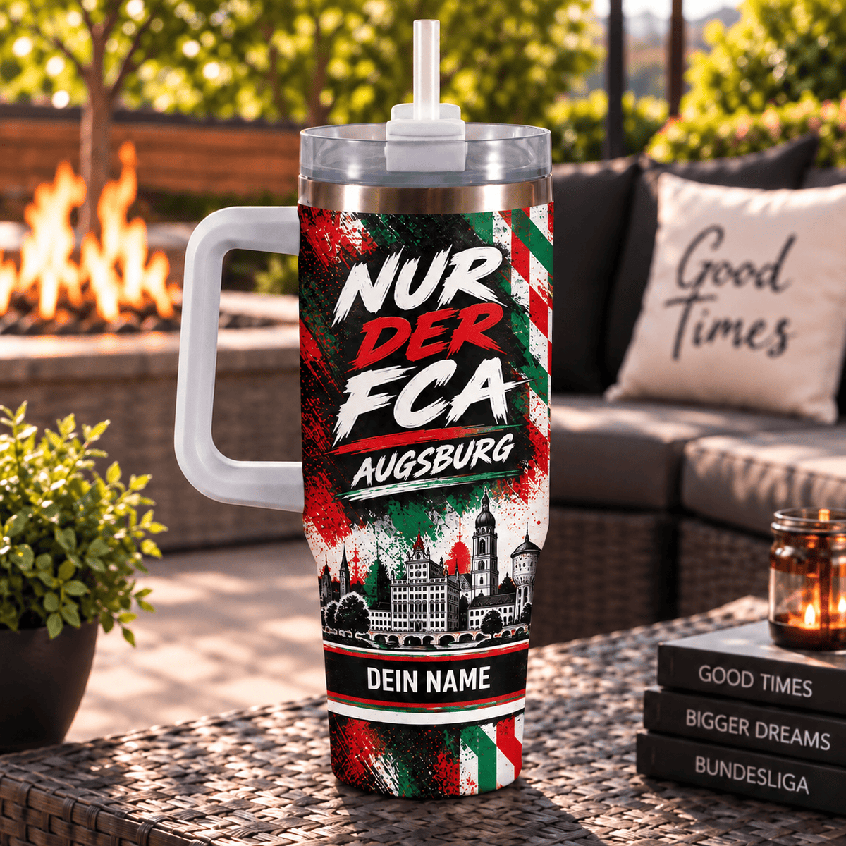 FC Augsburg Personalized 40oz Tumbler with Handle – Skyline & Motto Edition