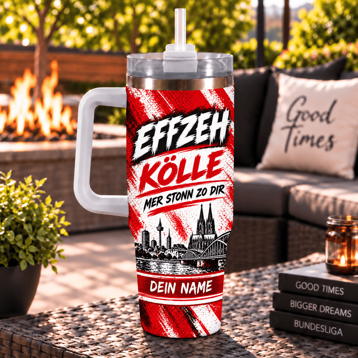 1. FC Köln Personalized 40oz Tumbler with Handle – Skyline & Motto Edition