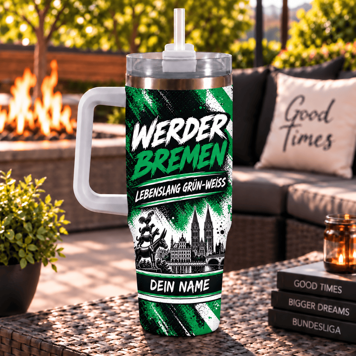 Werder Bremen Personalized 40oz Tumbler with Handle – Skyline & Motto Edition