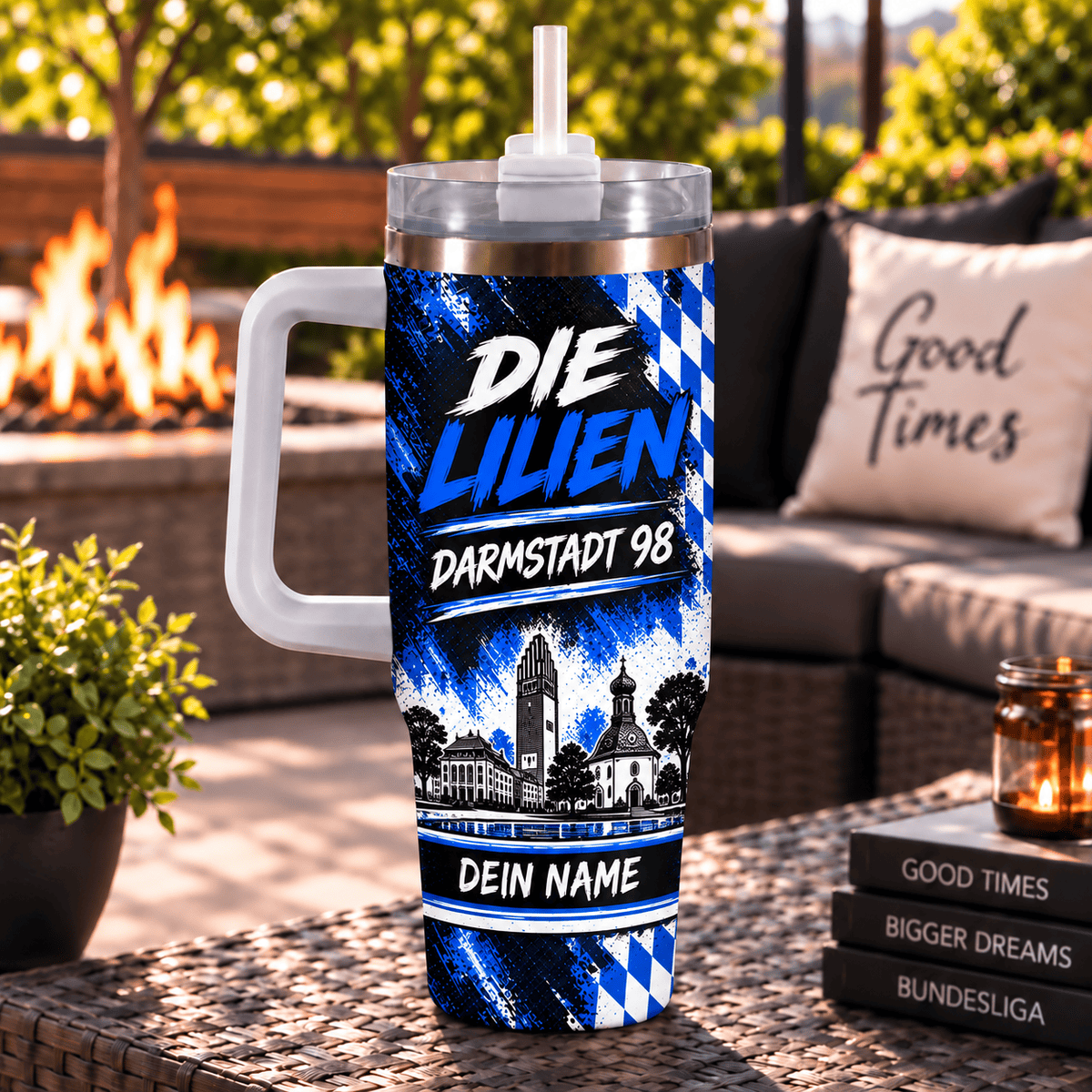 SV Darmstadt 98 Personalized 40oz Tumbler with Handle – Skyline & Motto Edition
