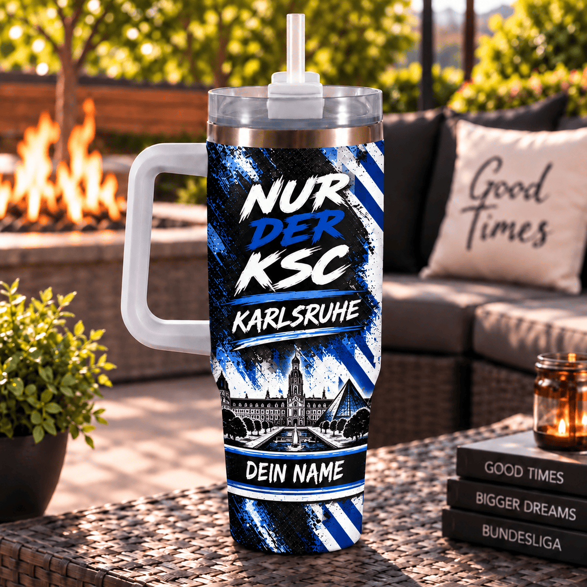 Karlsruher SC Personalized 40oz Tumbler with Handle – Skyline & Motto Edition