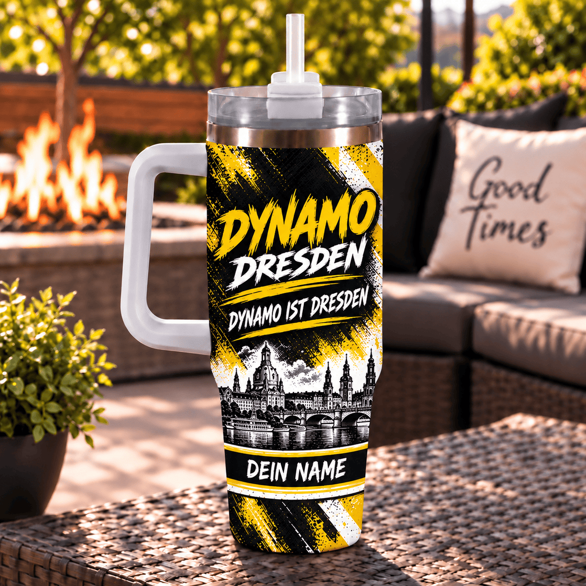 Dynamo Dresden Personalized 40oz Tumbler with Handle – Skyline & Motto Edition