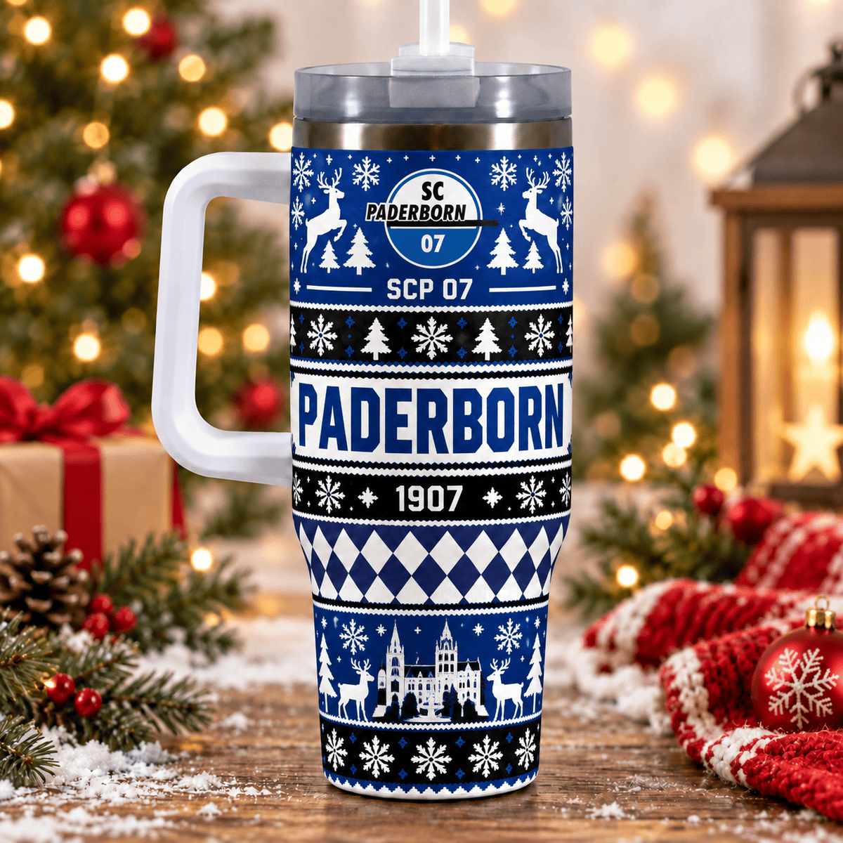 SC Paderborn 07 Christmas 40oz Tumbler with Handle & Straw