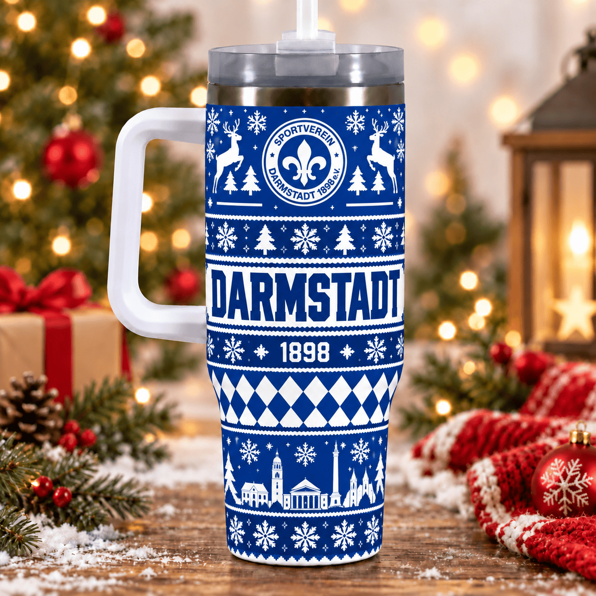 SV Darmstadt 98 Christmas 40oz Tumbler with Handle & Straw