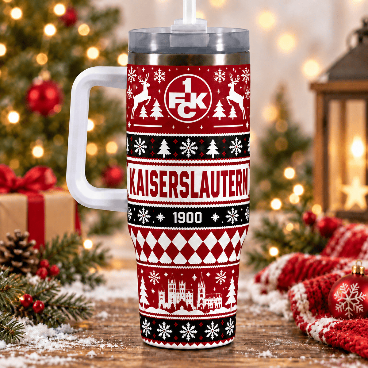 FC Kaiserslautern Christmas 40oz Tumbler with Handle & Straw