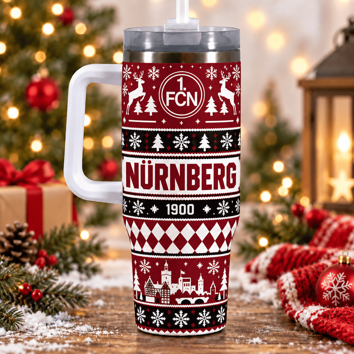 FC Nürnberg Christmas 40oz Tumbler with Handle & Straw