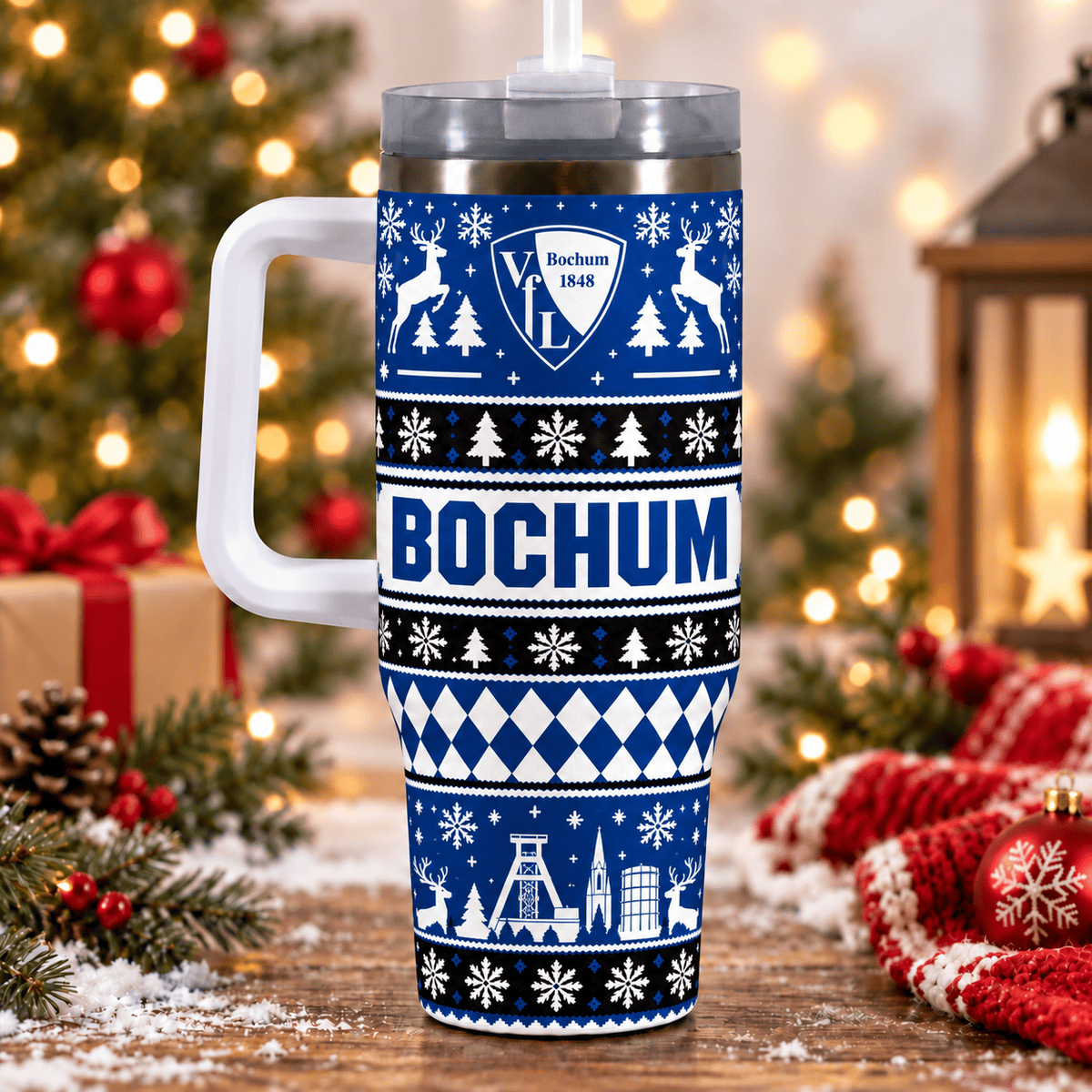 VfL Bochum Christmas 40oz Tumbler with Handle & Straw