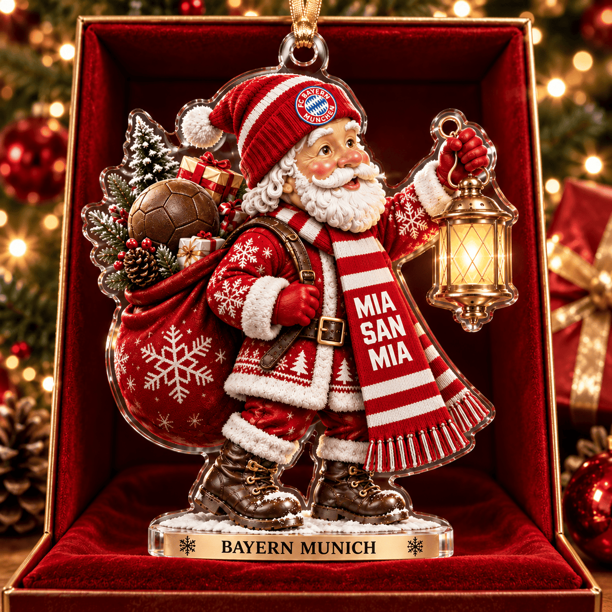 Bayern Munich Acrylic Santa Ornament – Holiday Tree Hanging & Desktop Decor