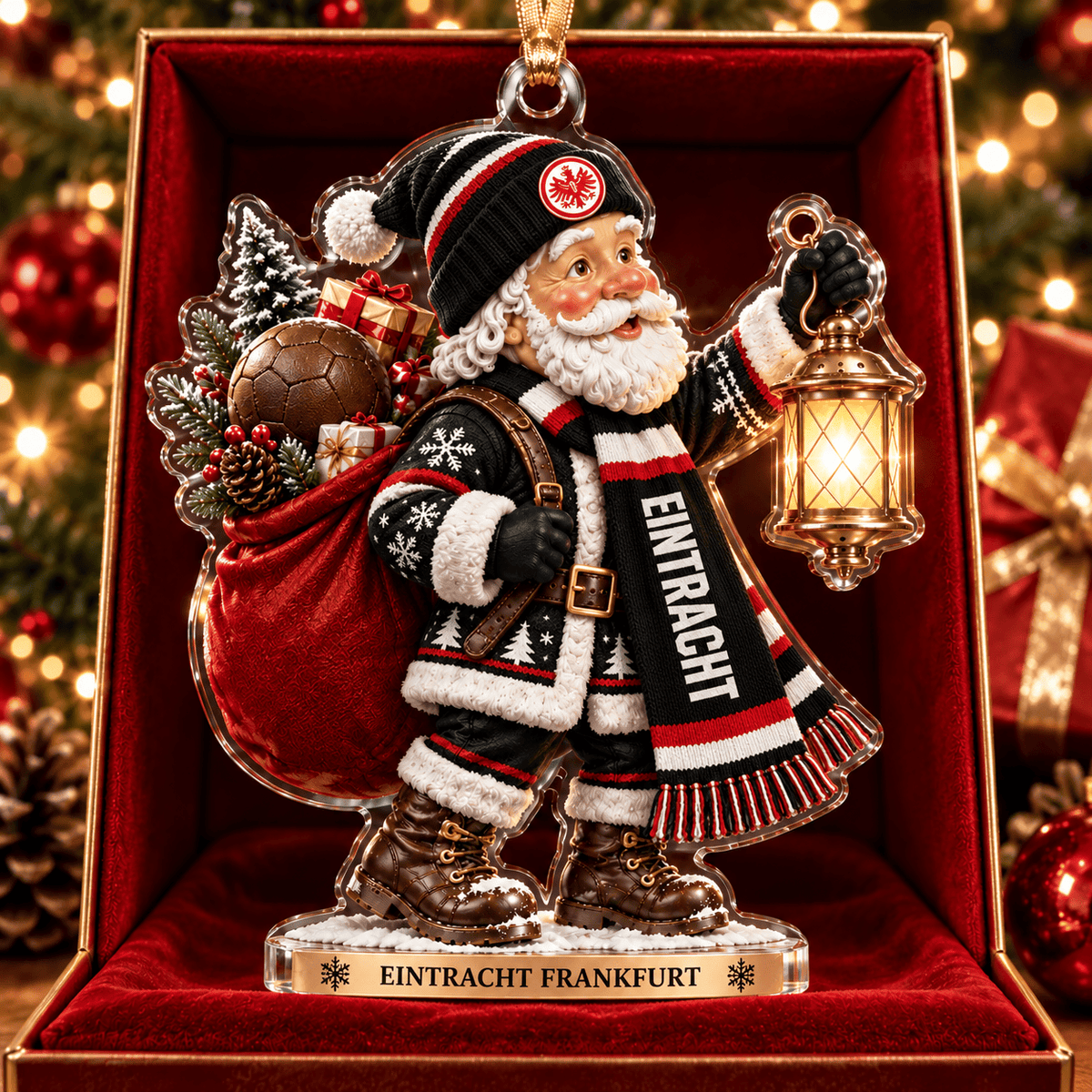 Eintracht Frankfurt Acrylic Santa Ornament – Holiday Tree Hanging & Desktop Decor