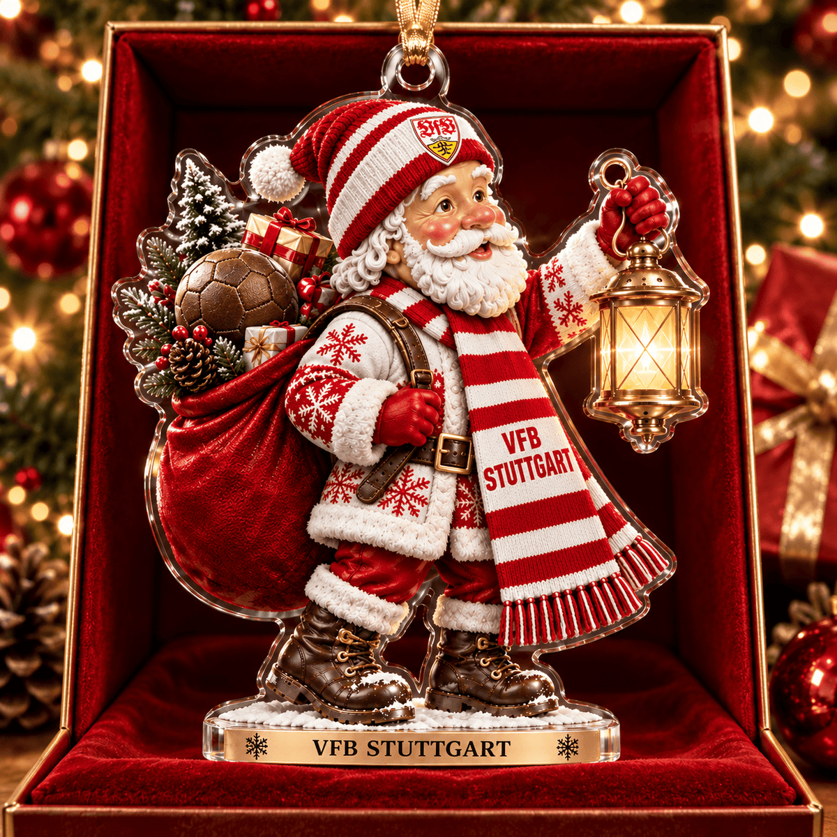 VfB Stuttgart Acrylic Santa Ornament – Holiday Tree Hanging & Desktop Decor
