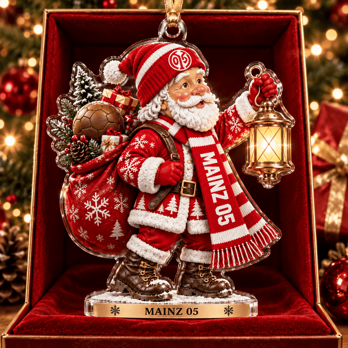 Mainz 05 Acrylic Santa Ornament – Holiday Tree Hanging & Desktop Decor