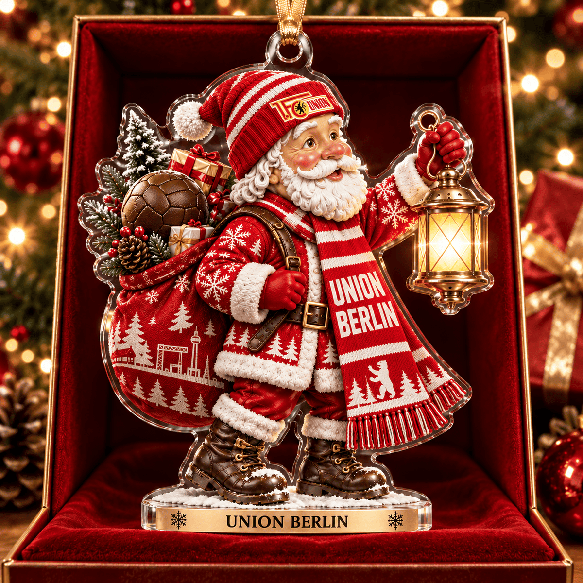 Union Berlin Acrylic Santa Ornament – Holiday Tree Hanging & Desktop Decor