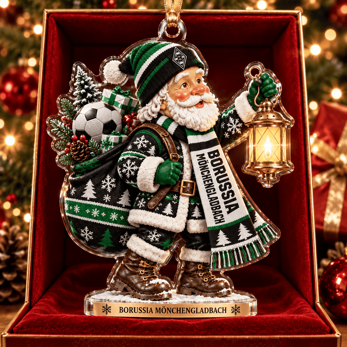 Borussia Mönchengladbach Acrylic Santa Ornament – Holiday Tree Hanging & Desktop Decor