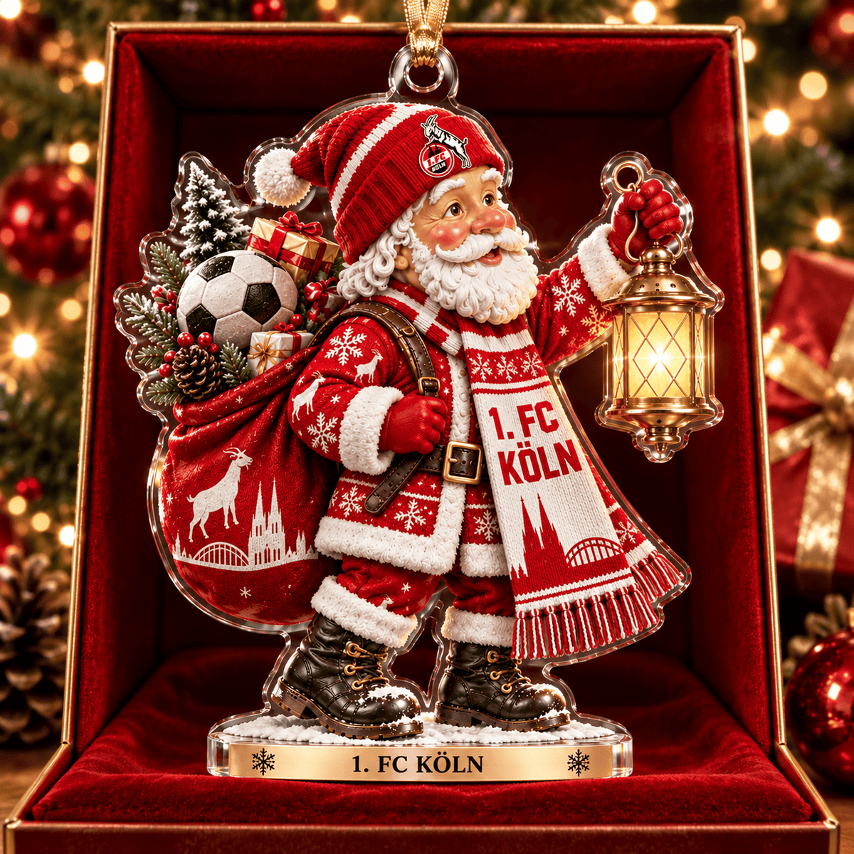 1. FC Köln Acrylic Santa Ornament – Holiday Tree Hanging & Desktop Decor