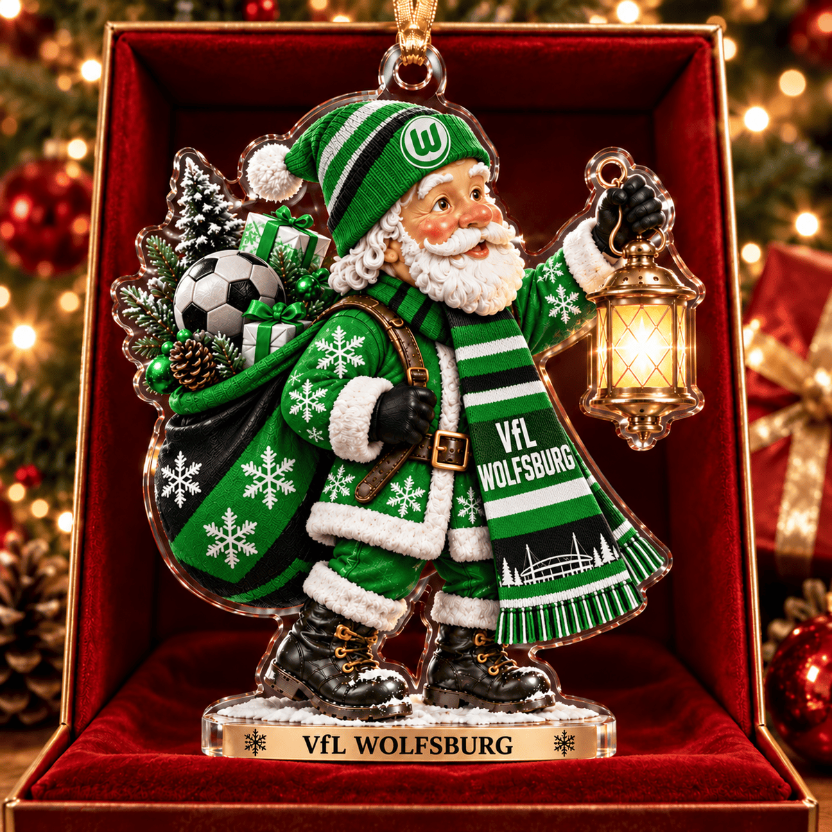 VfL Wolfsburg Acrylic Santa Ornament – Holiday Tree Hanging & Desktop Decor
