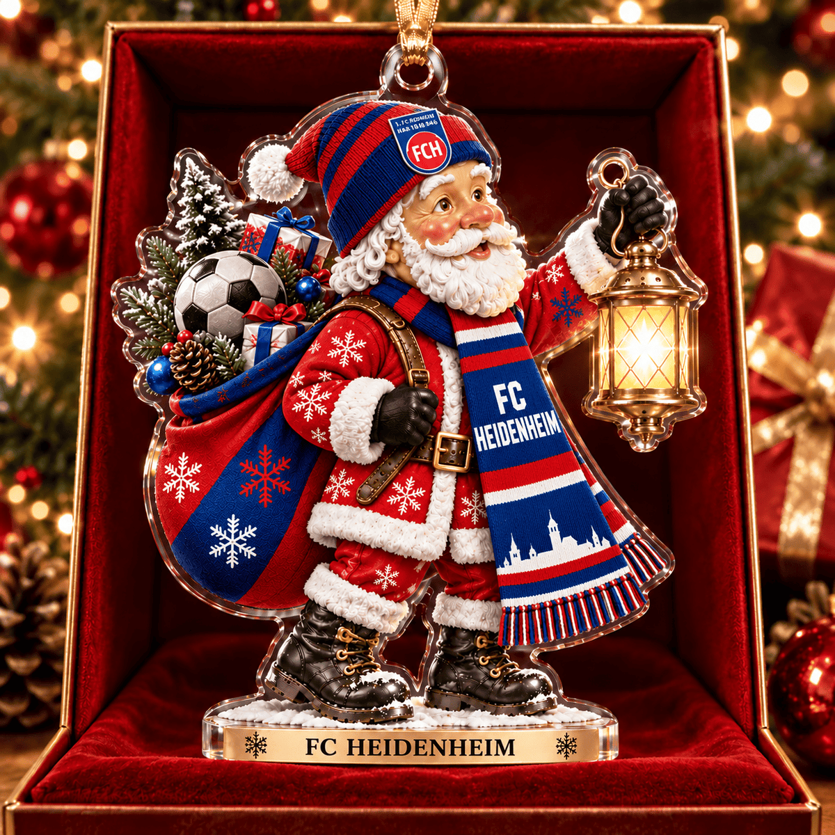 FC Heidenheim Acrylic Santa Ornament – Holiday Tree Hanging & Desktop Decor