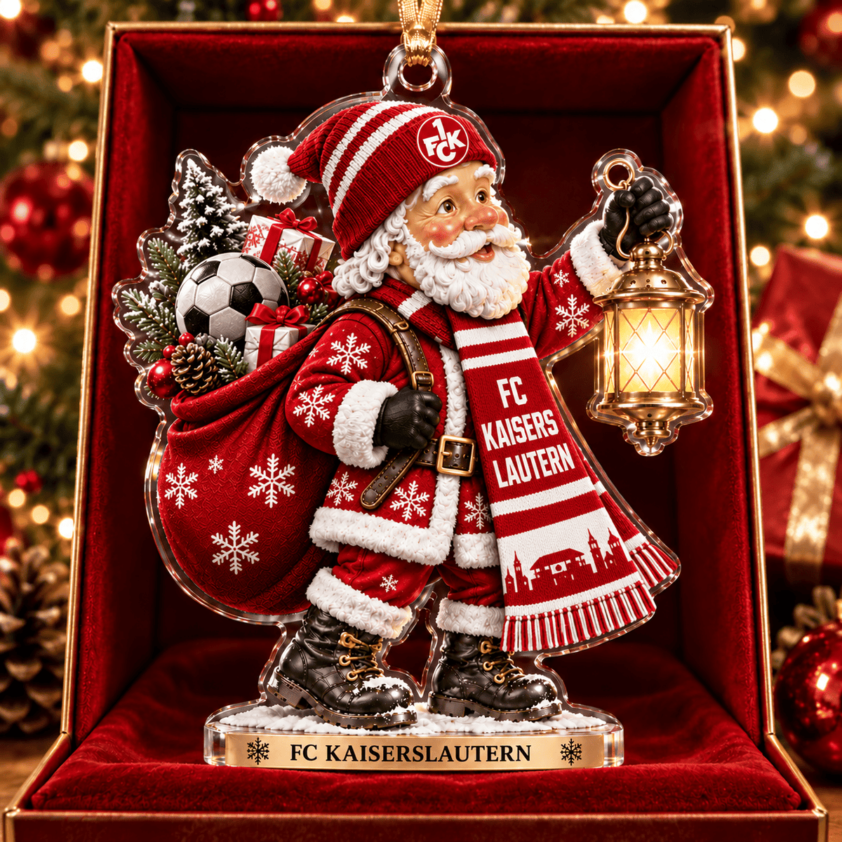 FC Kaiserslautern Acrylic Santa Ornament – Holiday Tree Hanging & Desktop Decor