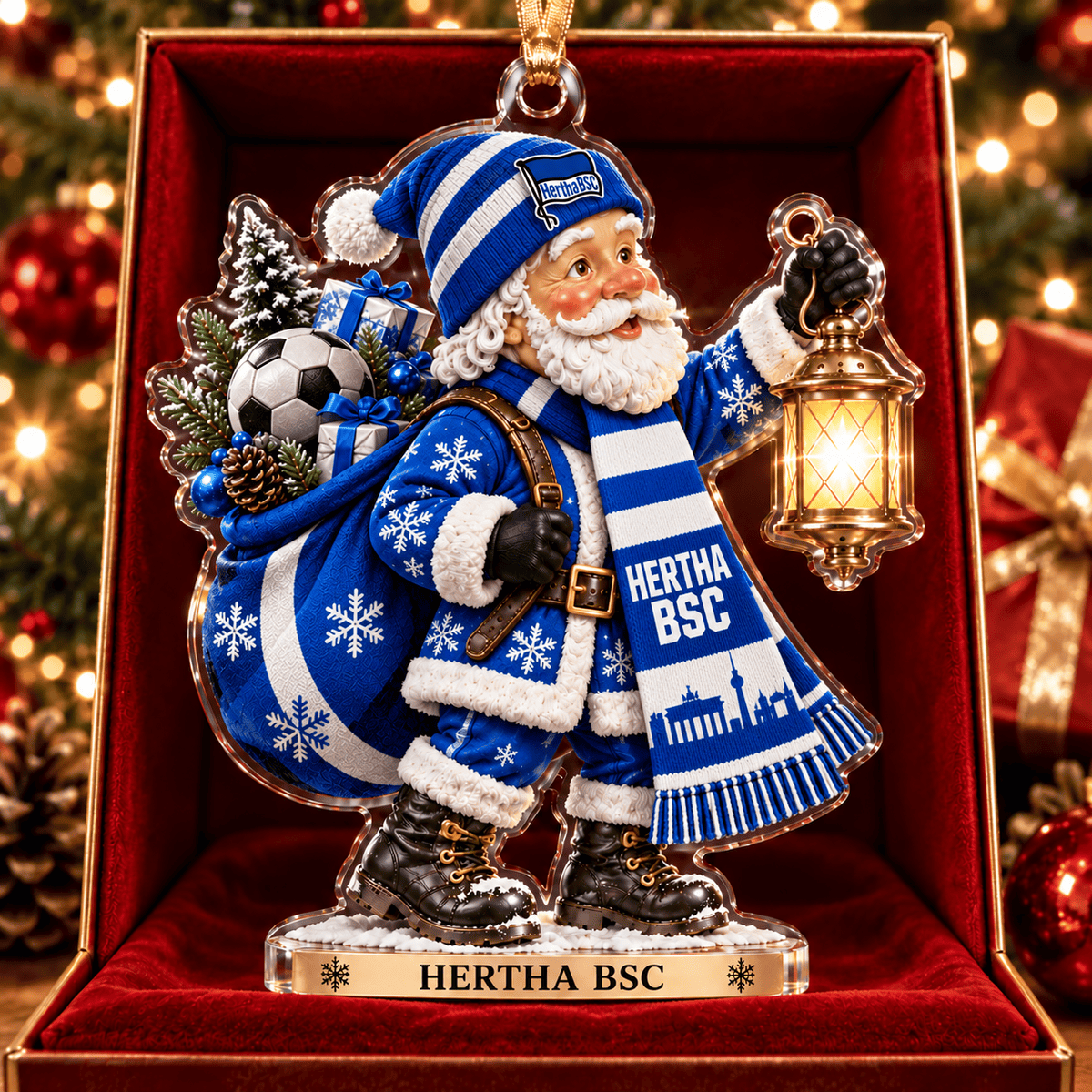 Hertha BSC Acrylic Santa Ornament – Holiday Tree Hanging & Desktop Decor