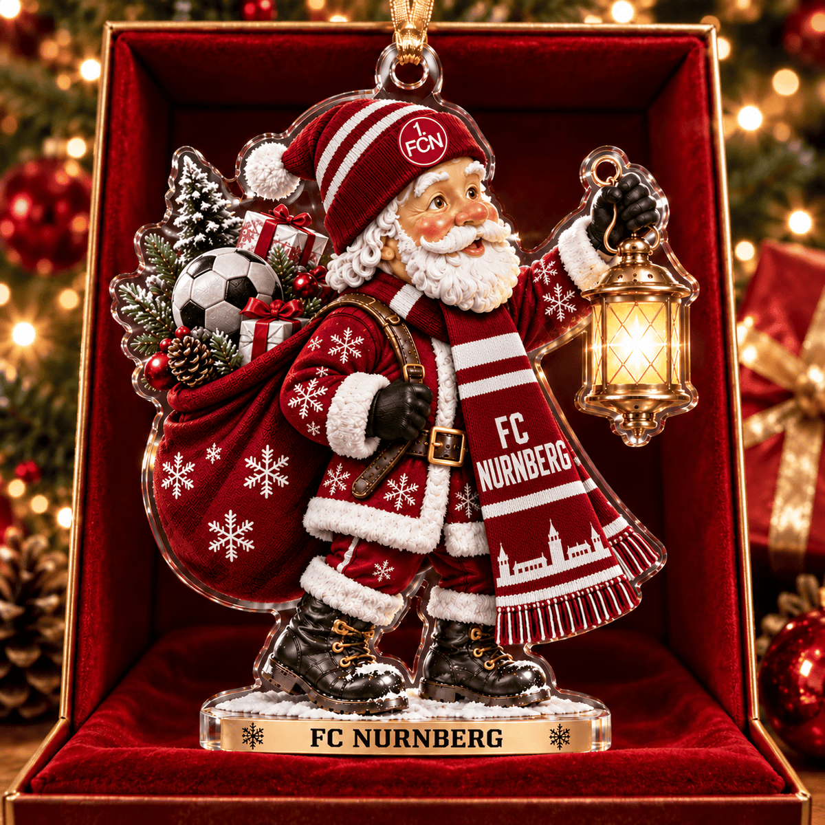 FC Nürnberg Acrylic Santa Ornament – Holiday Tree Hanging & Desktop Decor