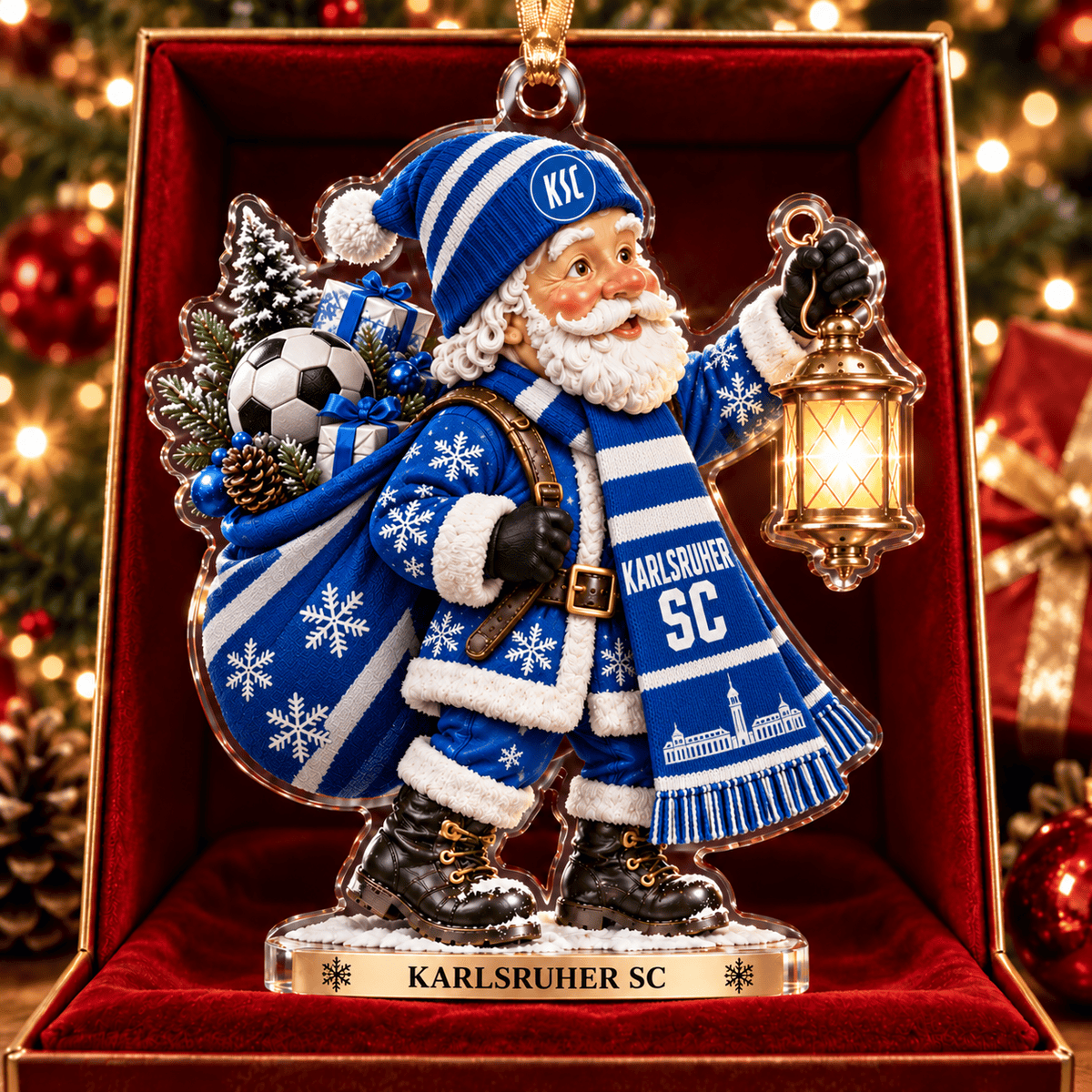 Karlsruher SC Acrylic Santa Ornament – Holiday Tree Hanging & Desktop Decor