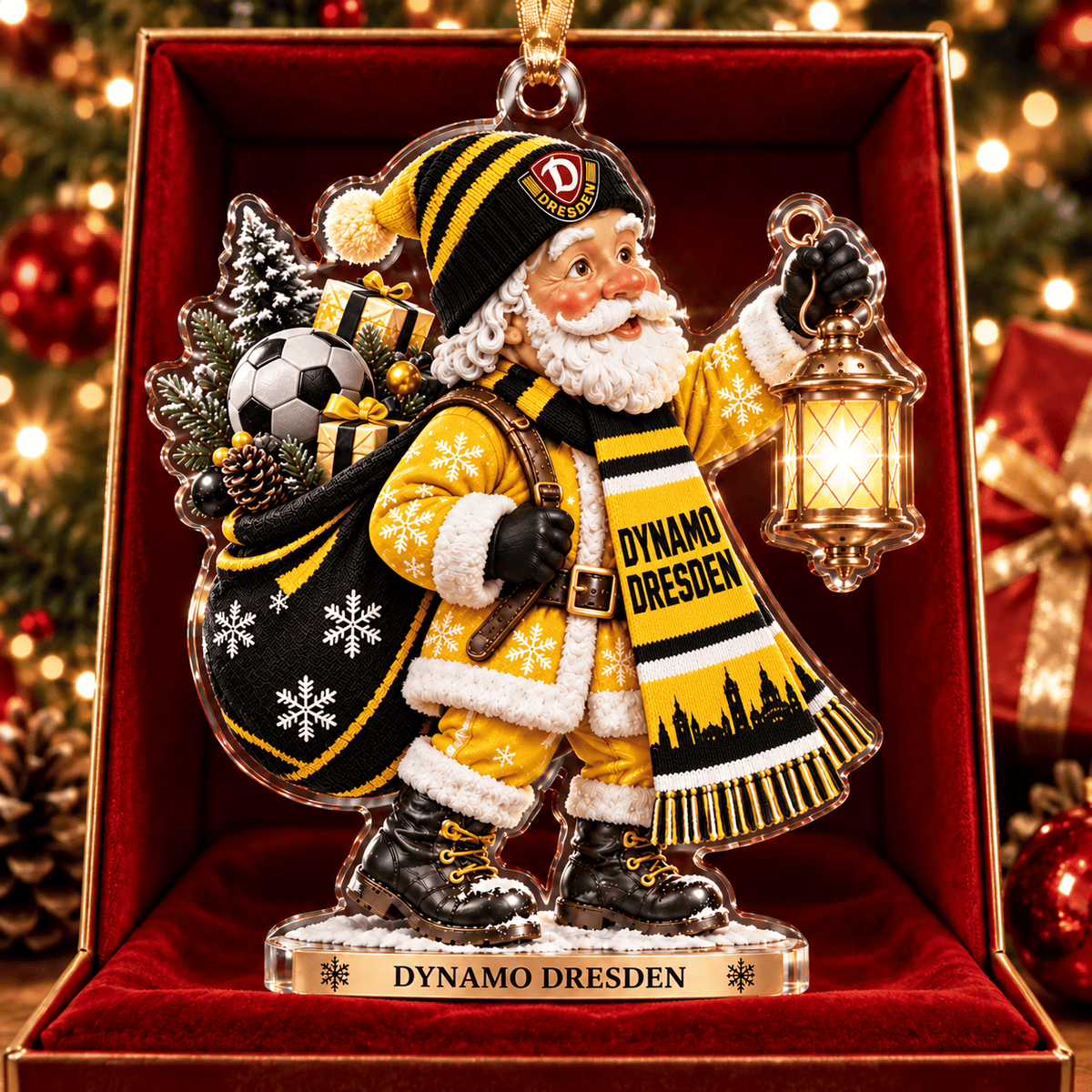 Dynamo Dresden Acrylic Santa Ornament – Holiday Tree Hanging & Desktop Decor