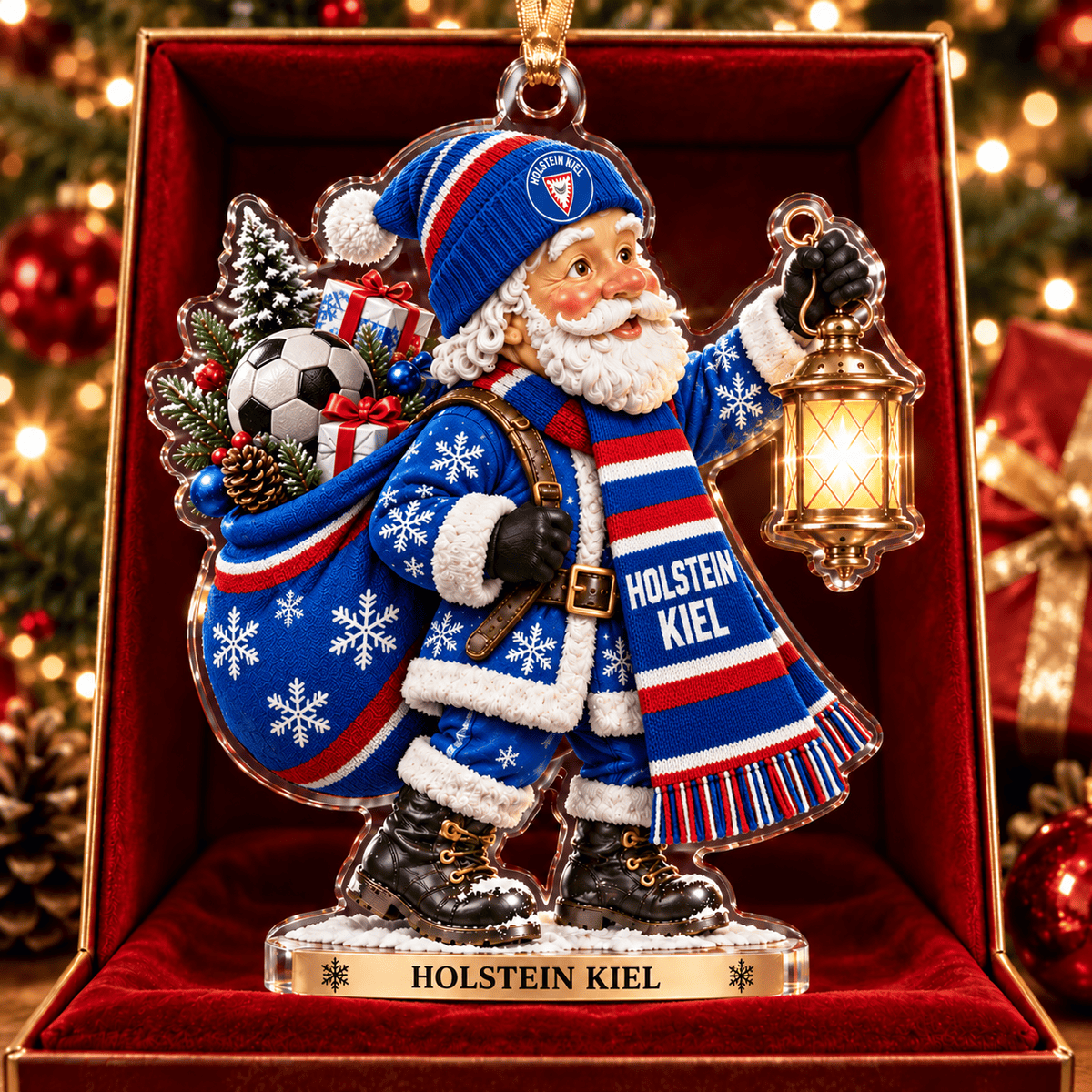 Holstein Kiel Acrylic Santa Ornament – Holiday Tree Hanging & Desktop Decor