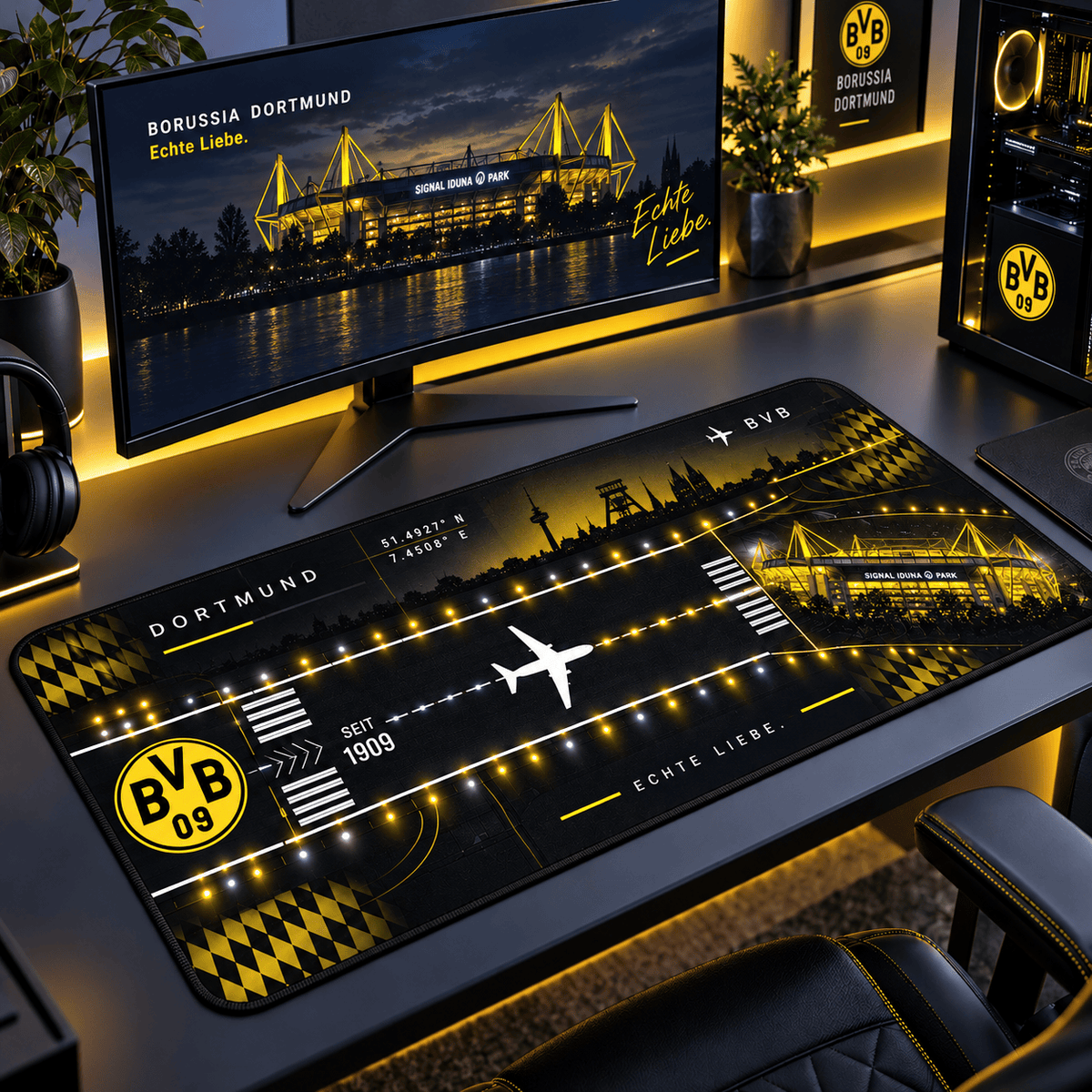 Borussia Dortmund Extended Mouse Pad – Large Non-Slip Football Fan Desk Mat