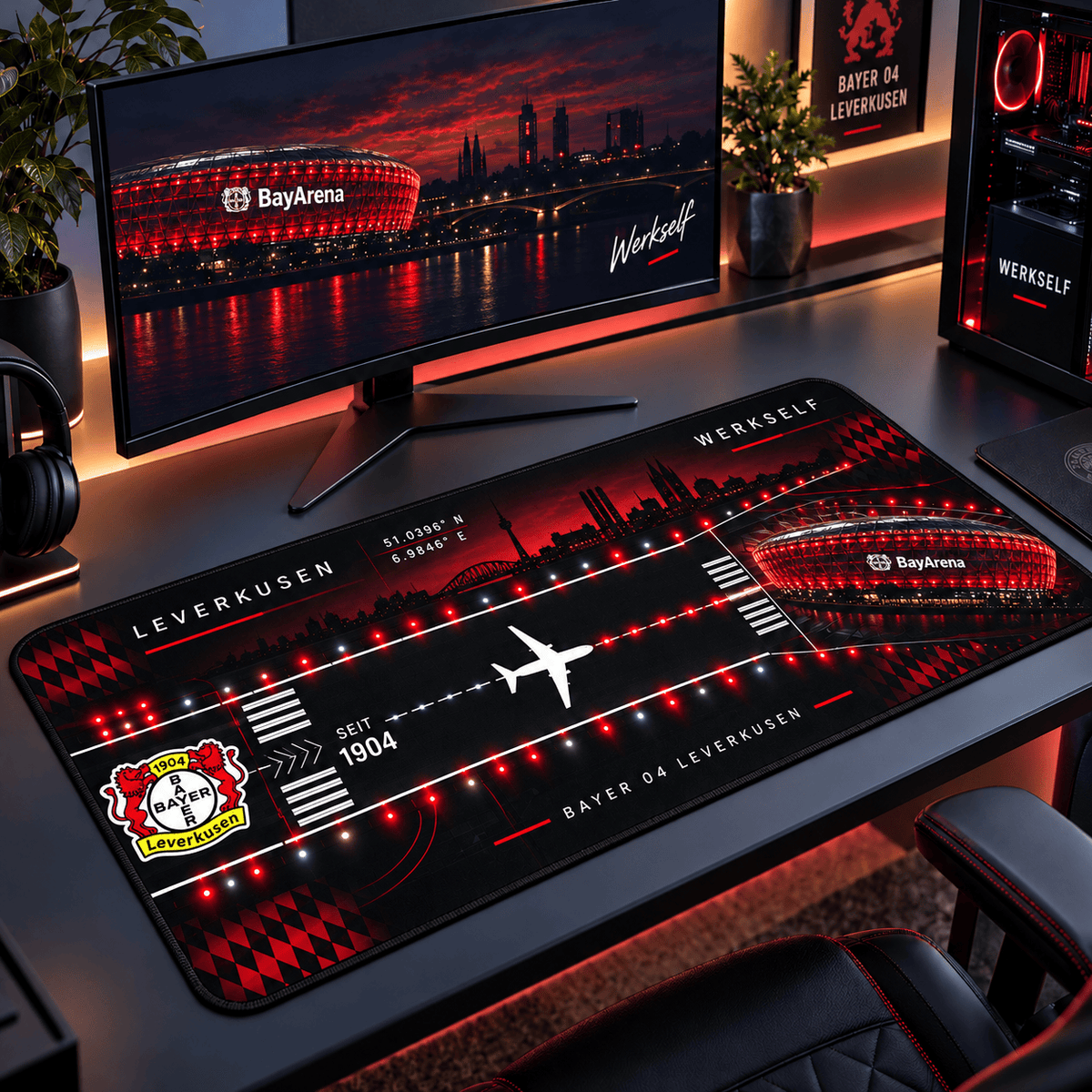 Bayer Leverkusen Extended Mouse Pad – Large Non-Slip Football Fan Desk Mat