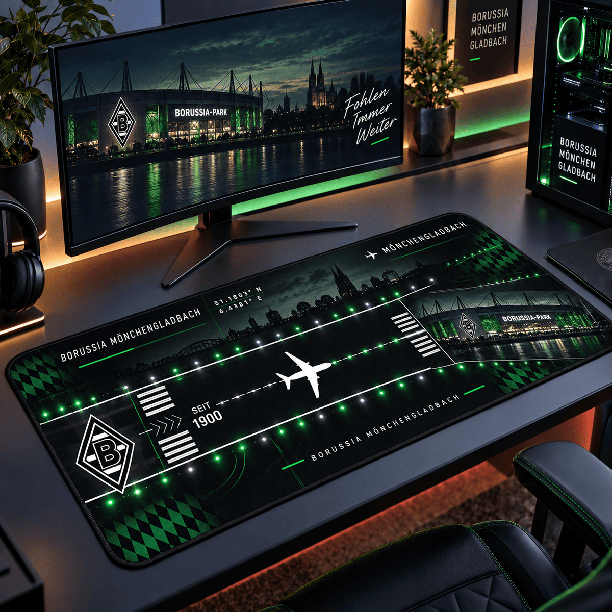 Borussia Mönchengladbach Extended Mouse Pad – Large Non-Slip Football Fan Desk Mat