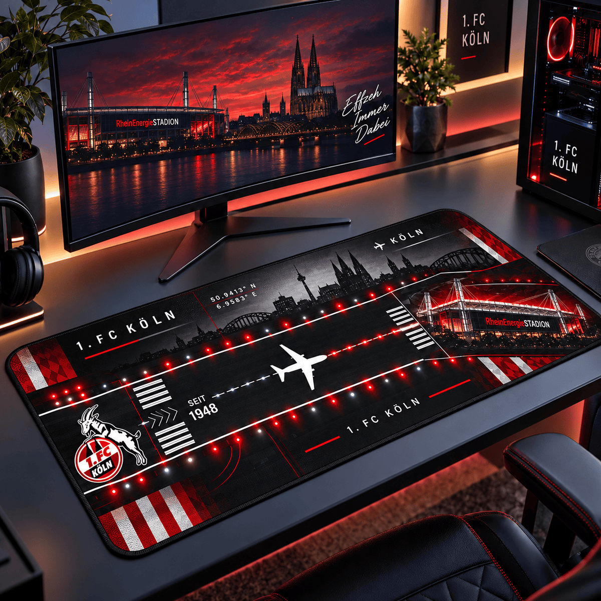 1. FC Köln Extended Mouse Pad – Large Non-Slip Football Fan Desk Mat