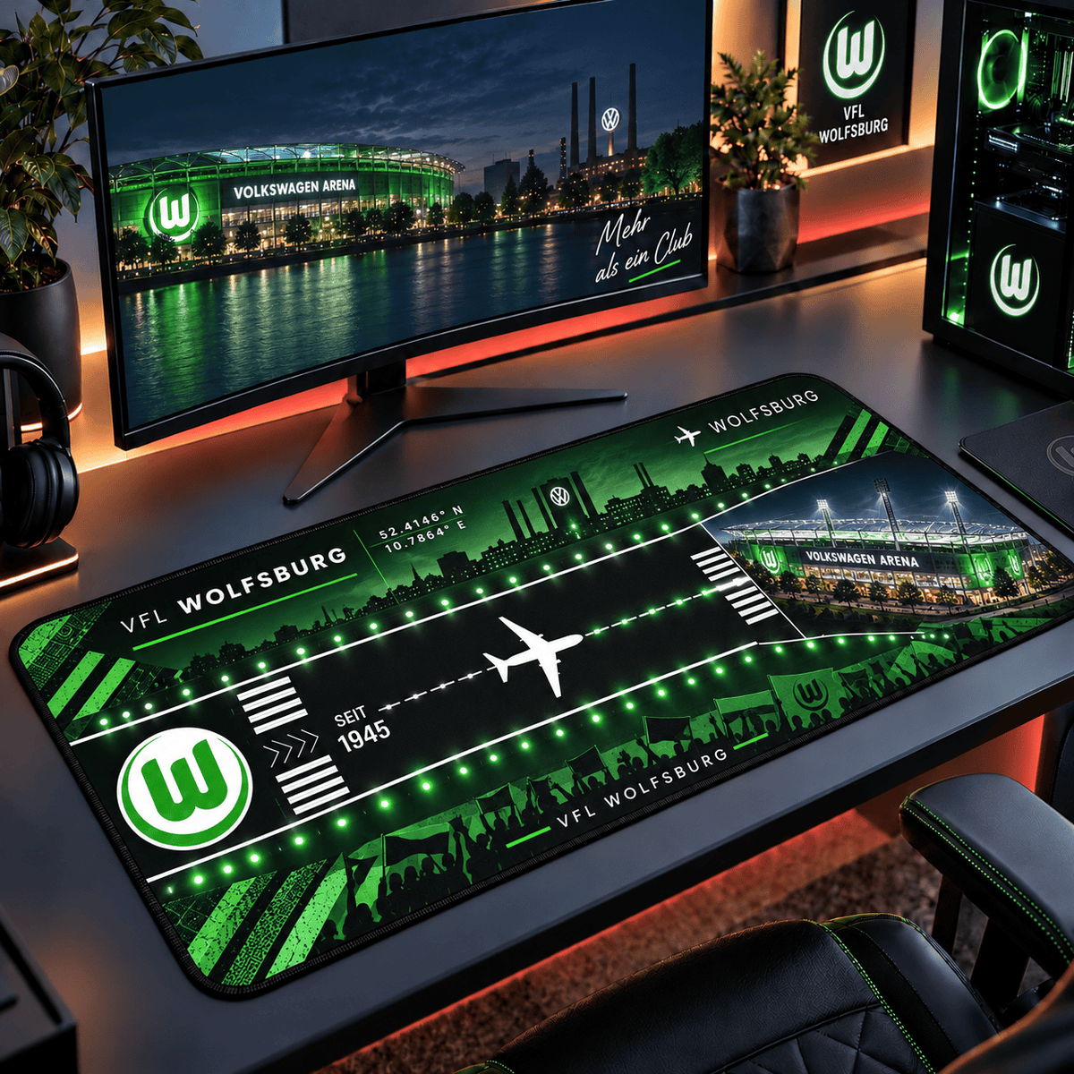 VfL Wolfsburg Extended Mouse Pad – Large Non-Slip Football Fan Desk Mat