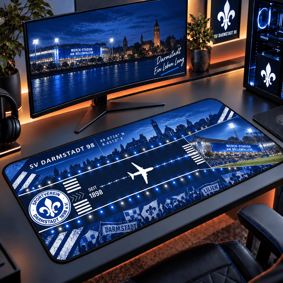 SV Darmstadt 98 Extended Mouse Pad – Large Non-Slip Football Fan Desk Mat