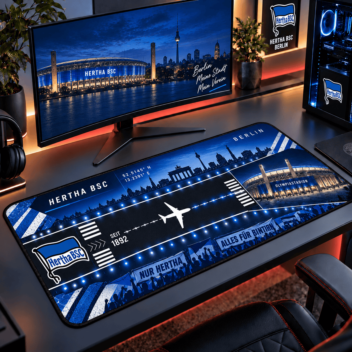 Hertha BSC Extended Mouse Pad – Large Non-Slip Football Fan Desk Mat