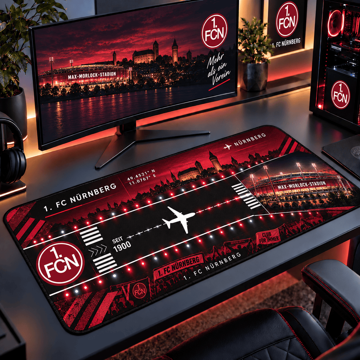 FC Nürnberg Extended Mouse Pad – Large Non-Slip Football Fan Desk Mat