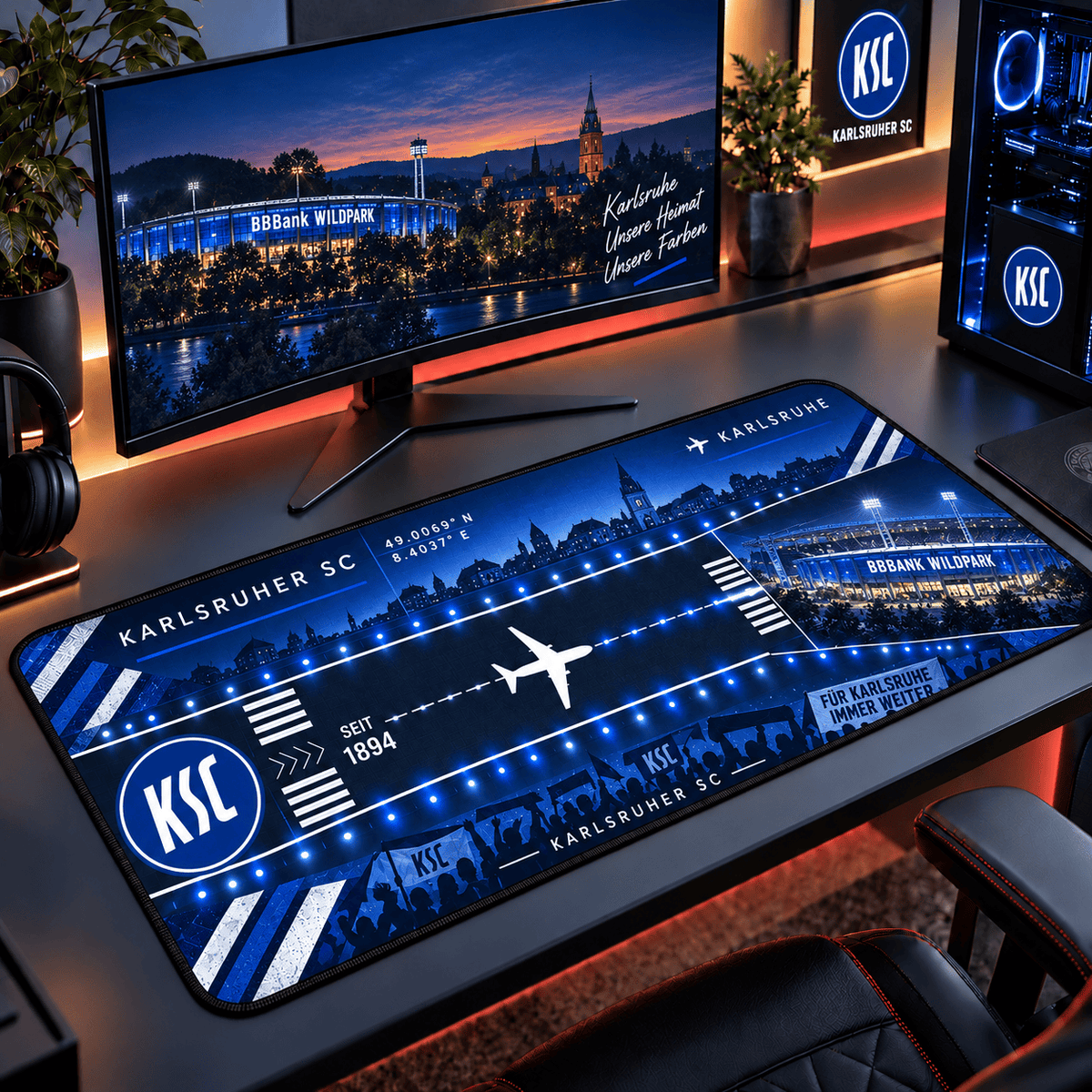 Karlsruher SC Extended Mouse Pad – Large Non-Slip Football Fan Desk Mat