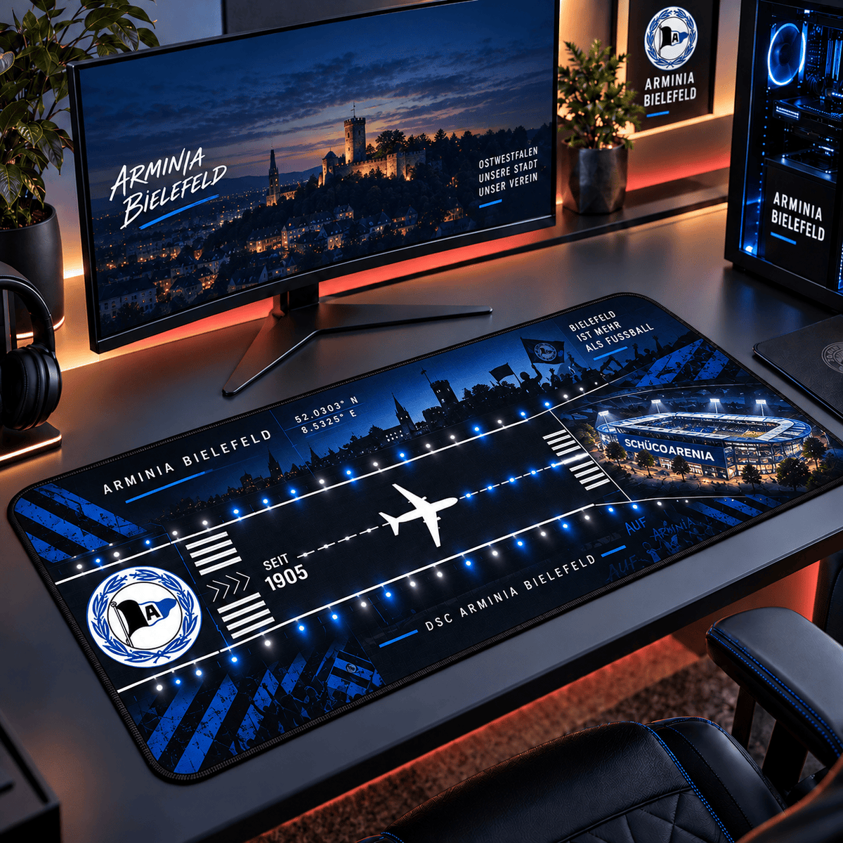 Arminia Bielefeld Extended Mouse Pad – Large Non-Slip Football Fan Desk Mat