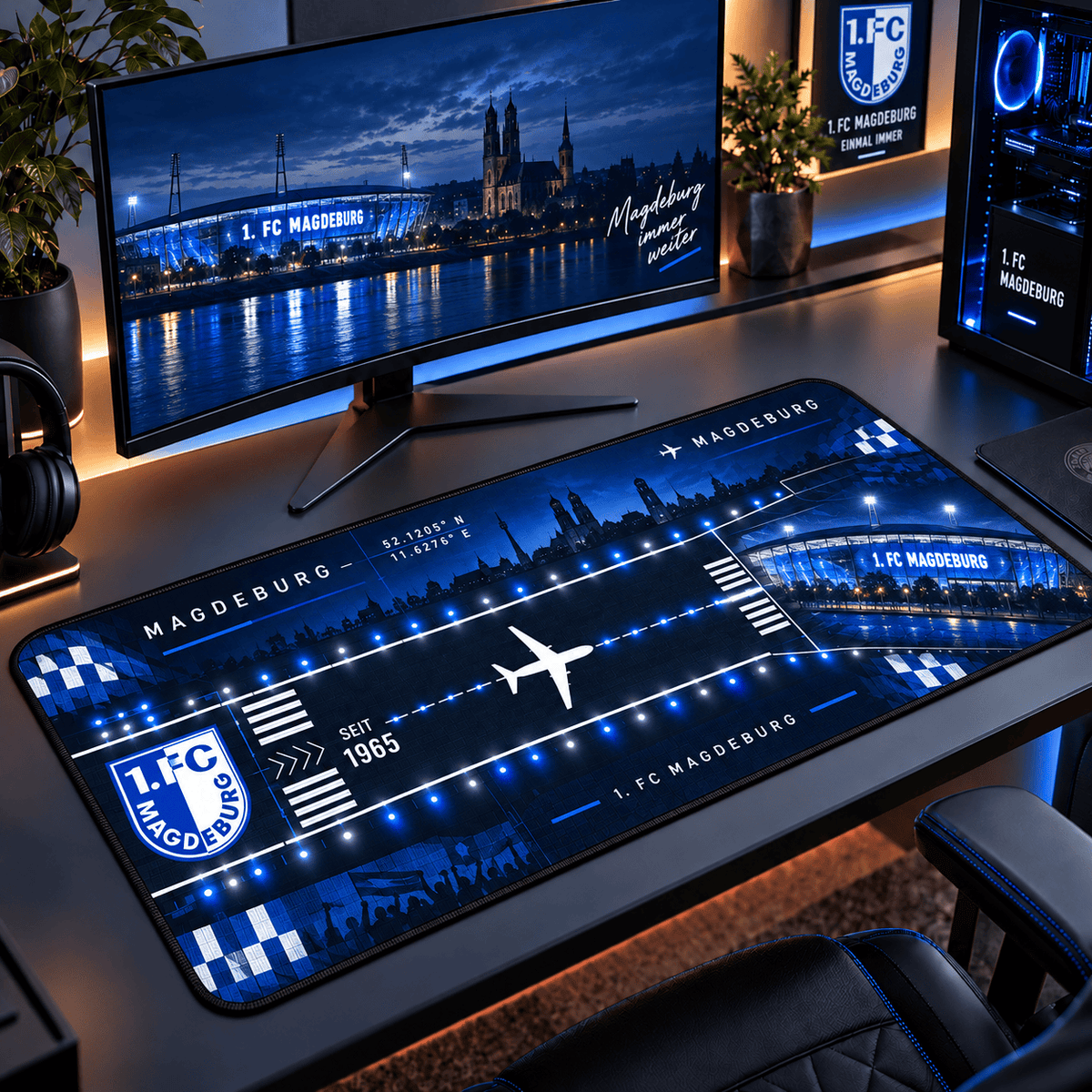FC Magdeburg Extended Mouse Pad – Large Non-Slip Football Fan Desk Mat
