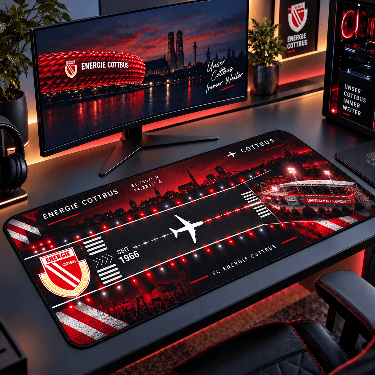 Energie Cottbus Extended Mouse Pad – Large Non-Slip Football Fan Desk Mat