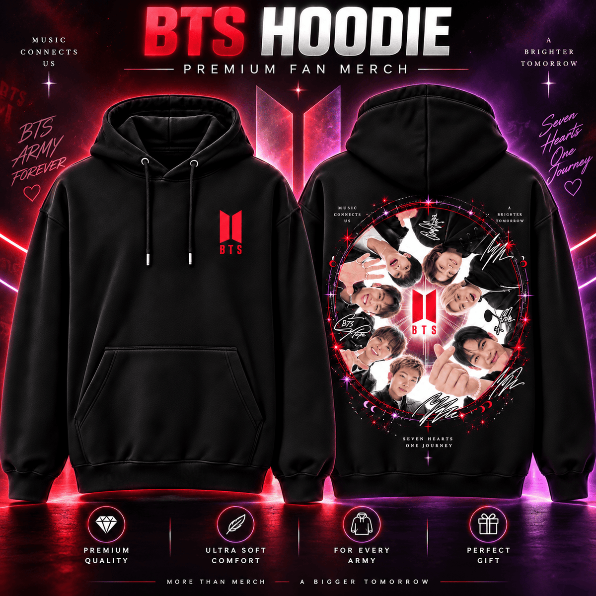 BTS Seven Hearts One Journey Hoodie – Fan Edition Kapuzenpullover