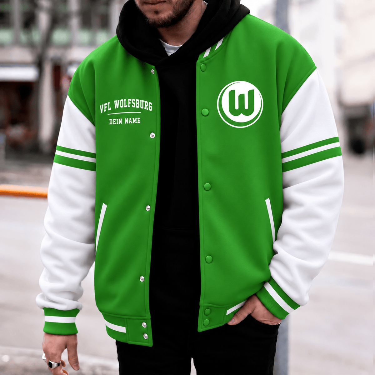 VfL Wolfsburg Personalized Varsity Jacket – Custom Name Baseball Bomber