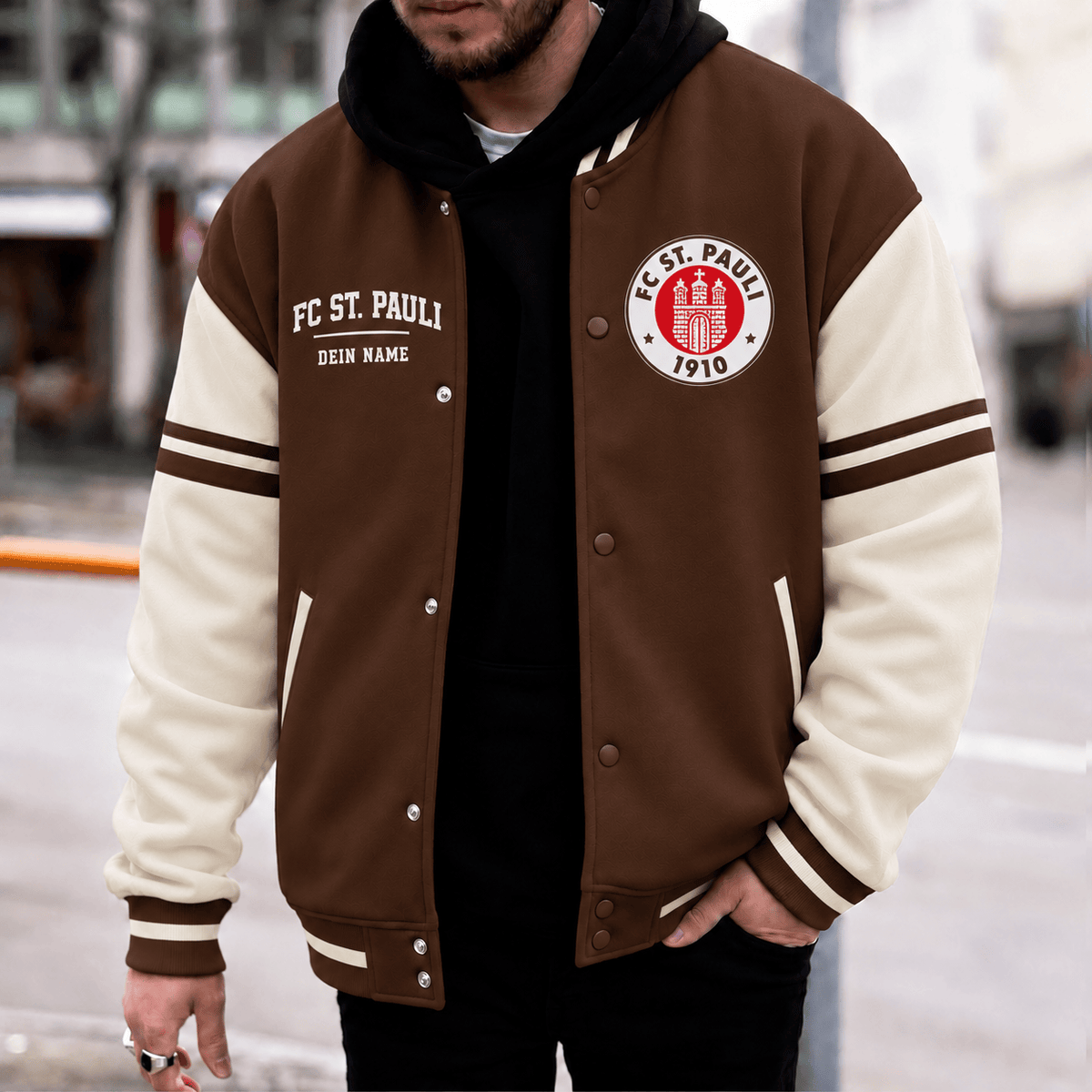FC St. Pauli Personalized Varsity Jacket – Custom Name Baseball Bomber