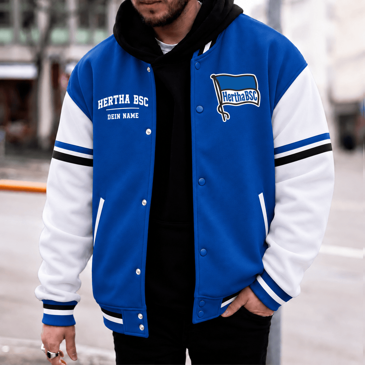 Hertha BSC Personalized Varsity Jacket – Custom Name Baseball Bomber